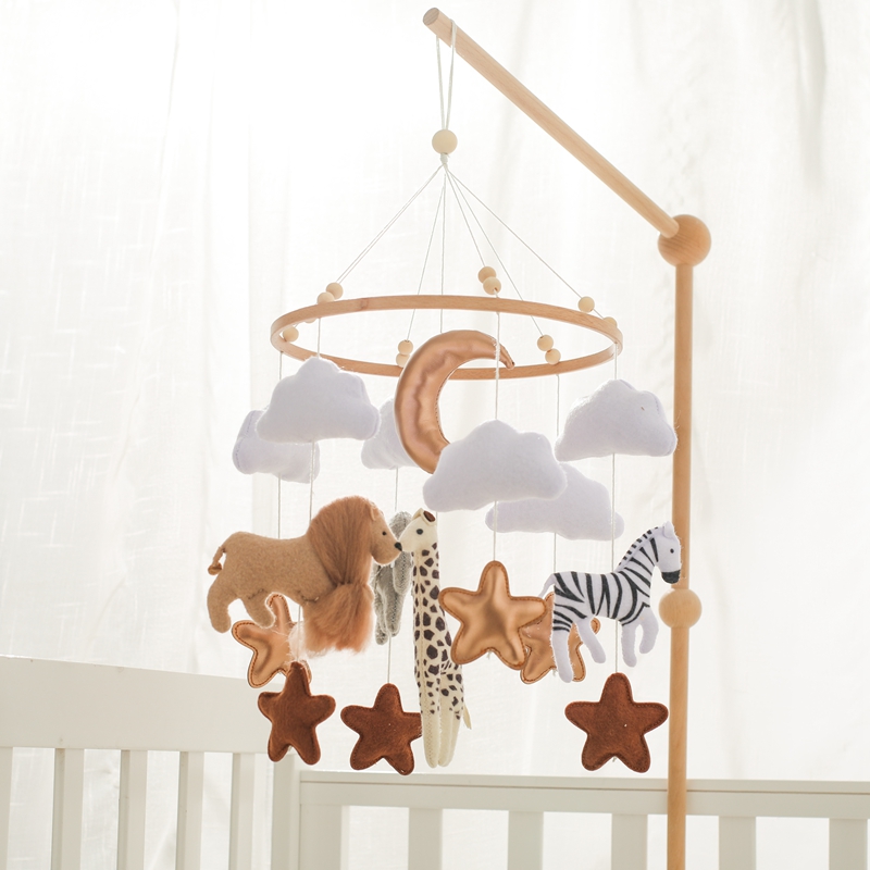 Crib Mobile Musical - Karuzela do łóżeczka, drewniana, z miękkimi