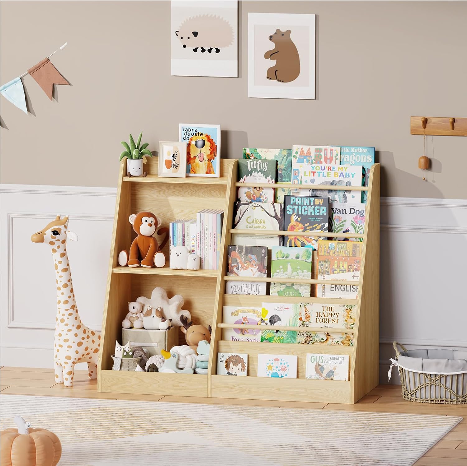 Baby Nursery Bookshelf - Półka na książki dla dzieci Montessori,