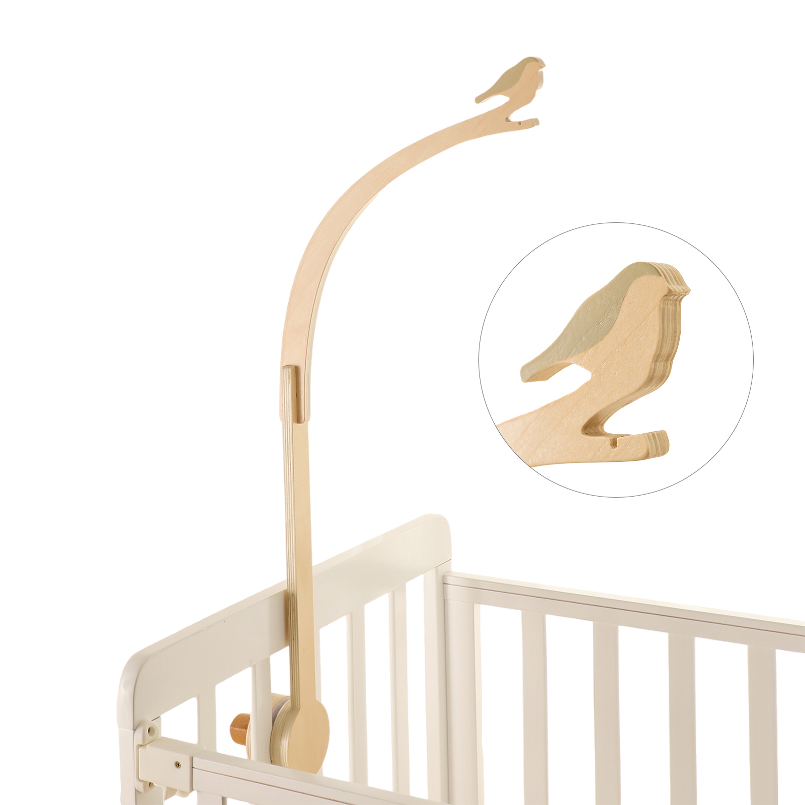 Crib Mobile Musical - Mały drewniany wspornik do dzwonek do