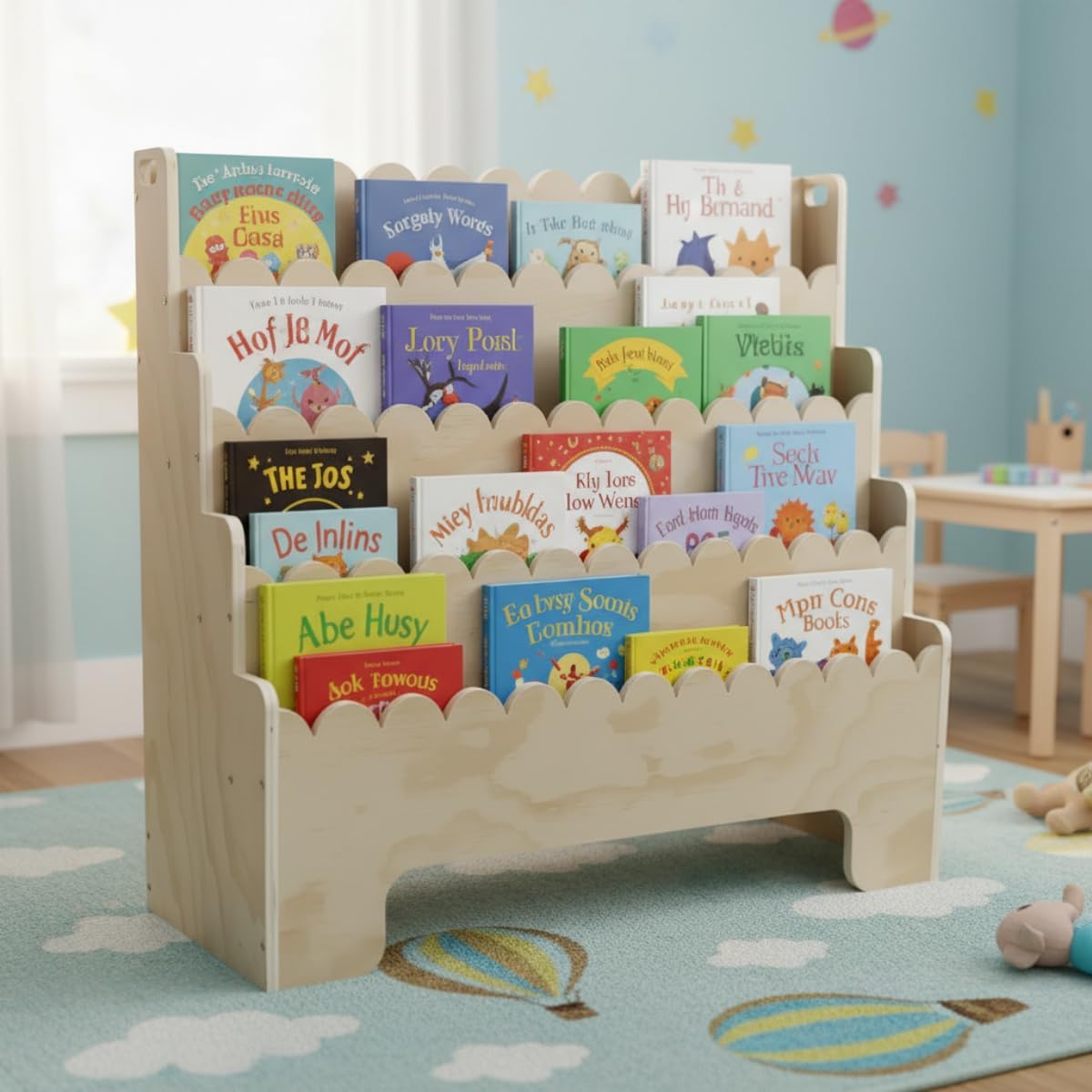 Baby Nursery Bookshelf - Półka na książki dla dzieci 4-poziomowa,