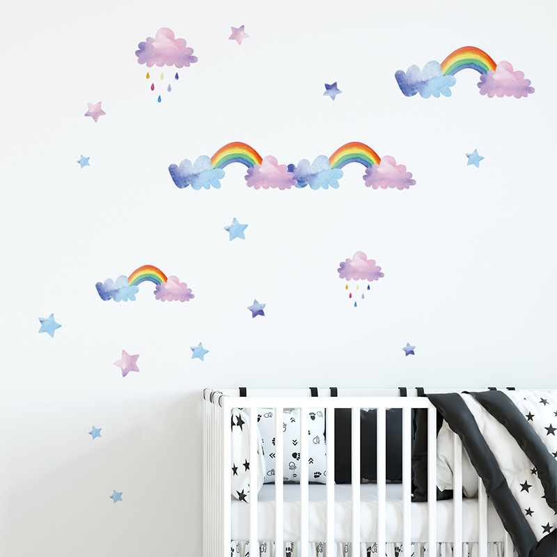 Baby Nursery Layout - Naklejka ścienna z motywem chmur i