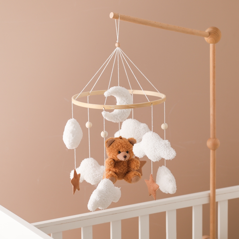 Crib Mobile Musical - Drewniany karuzelowy gryzak do łóżeczka dziecięcego,