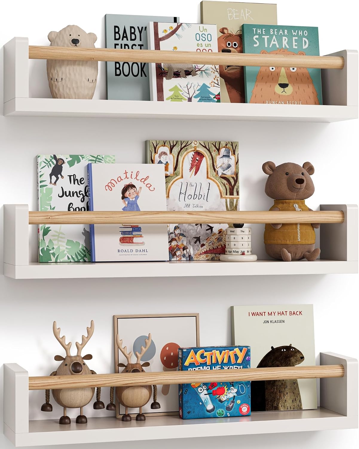 Baby Nursery Bookshelf - Zestaw 3 pływających półek na książki