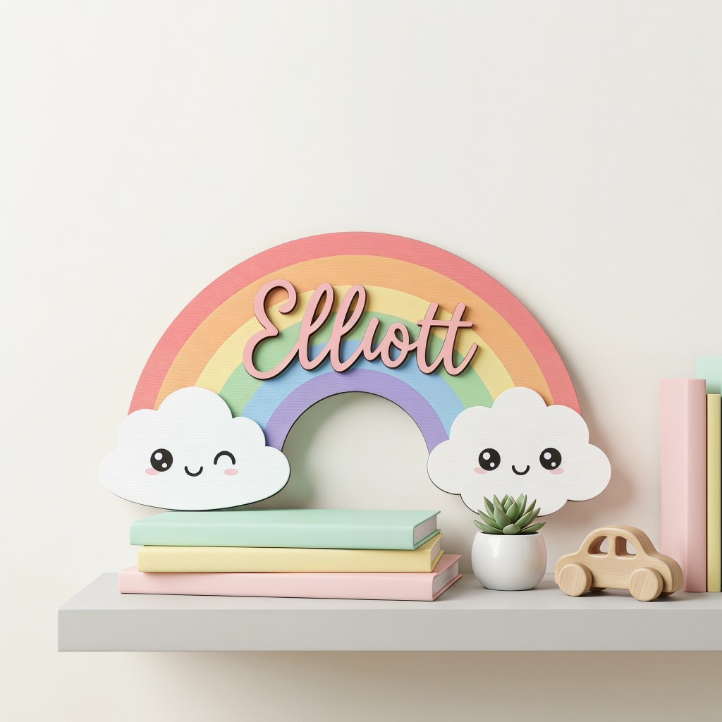 Baby Nursery - 1 szt. Personalizowana urocza drewniana tabliczka