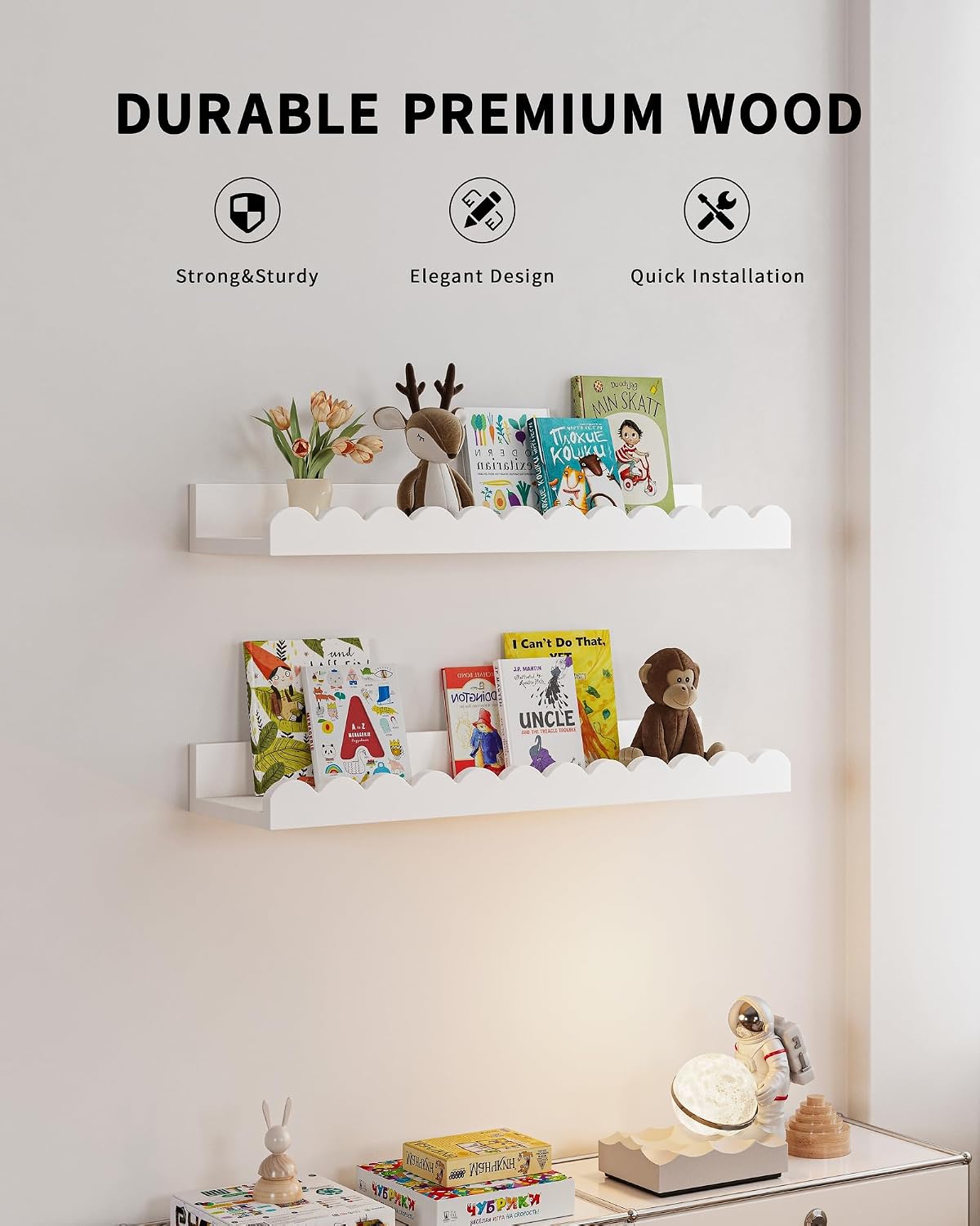 Zestaw 4 białych półek na ksią – Baby Nursery Bookshelf recenzja i cena