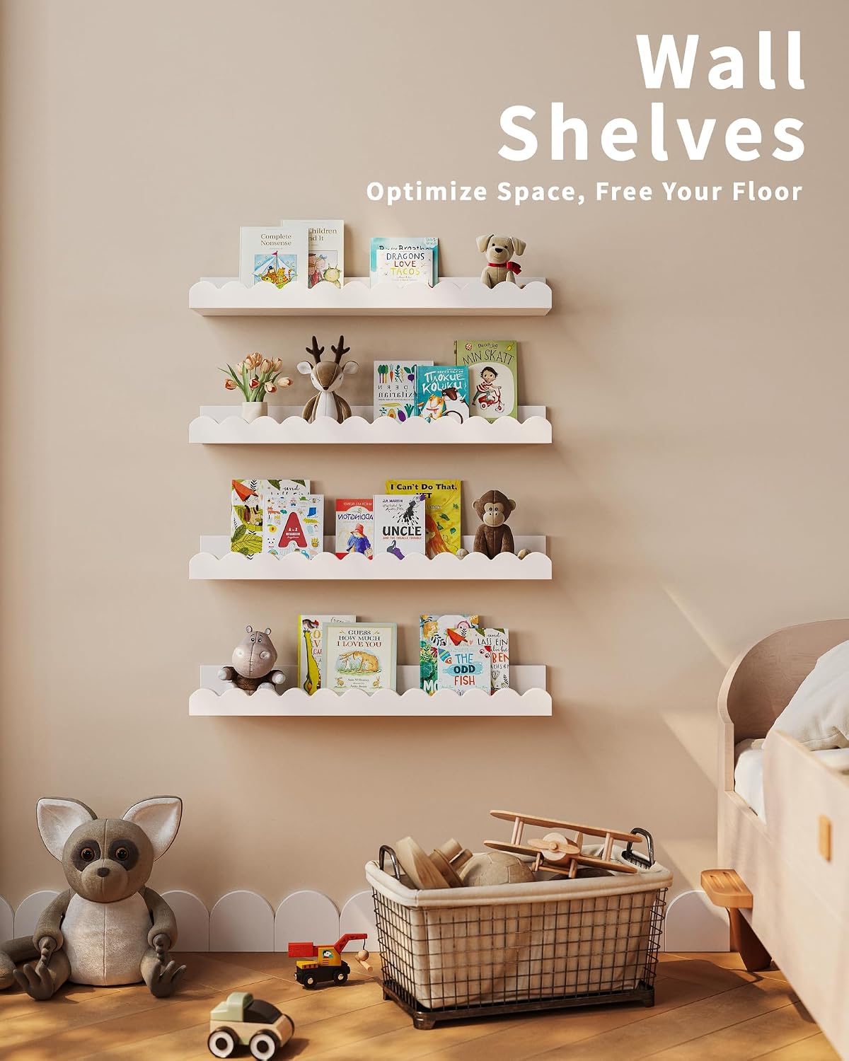 Zestaw 4 białych półek na ksią – Baby Nursery Bookshelf recenzja i cena