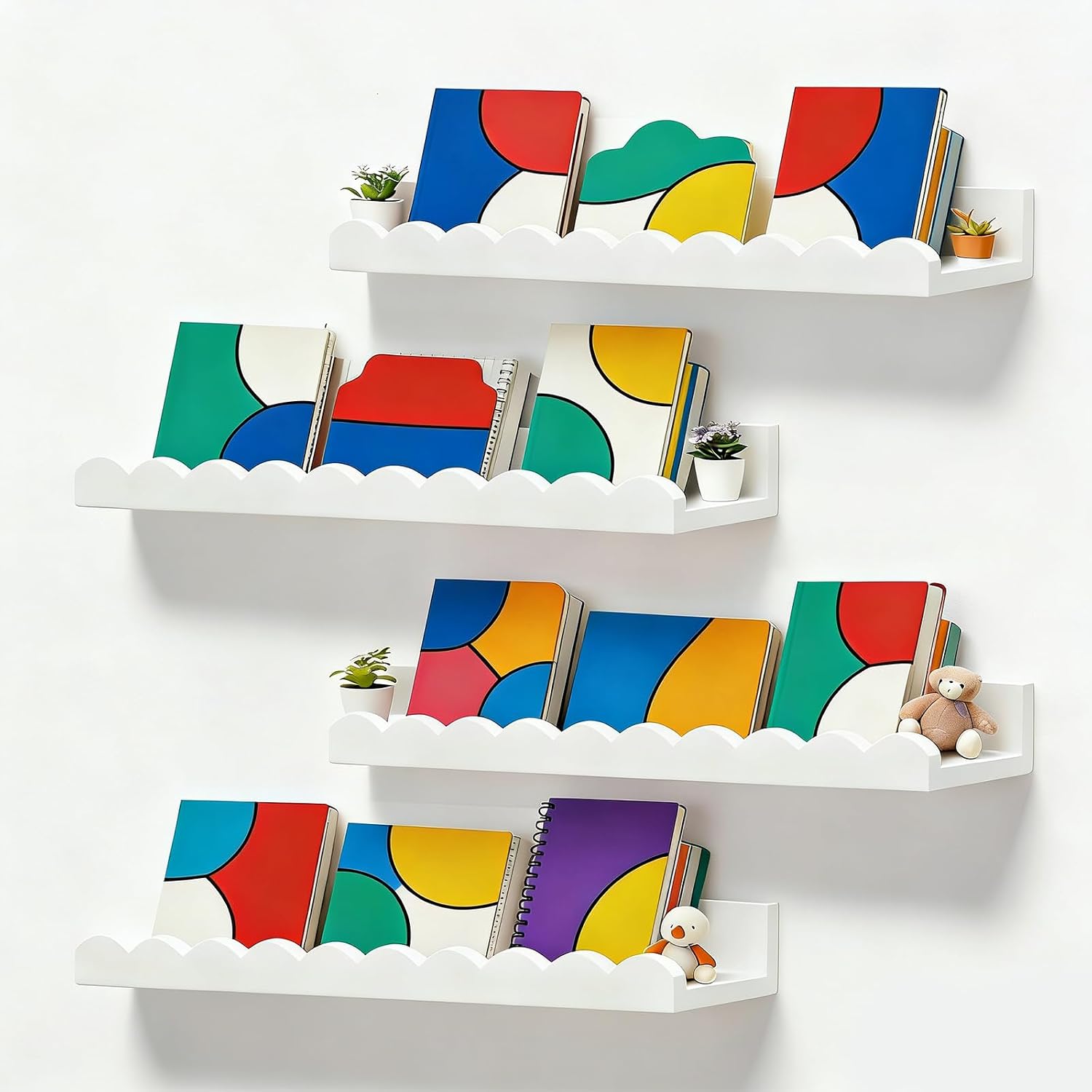 Zestaw 4 białych półek na ksią – Baby Nursery Bookshelf recenzja i cena