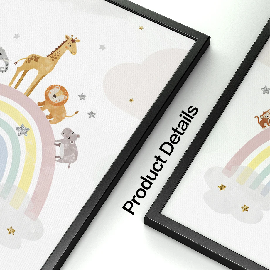 Żyrafa Słoń Balon Słońce Tęcza – Baby Nursery Posters recenzja i cena