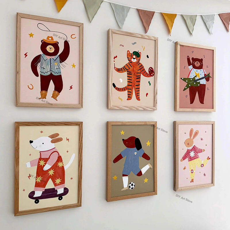 Zabawne kreskówkowe zwierzęta, – Baby Nursery Posters recenzja i cena