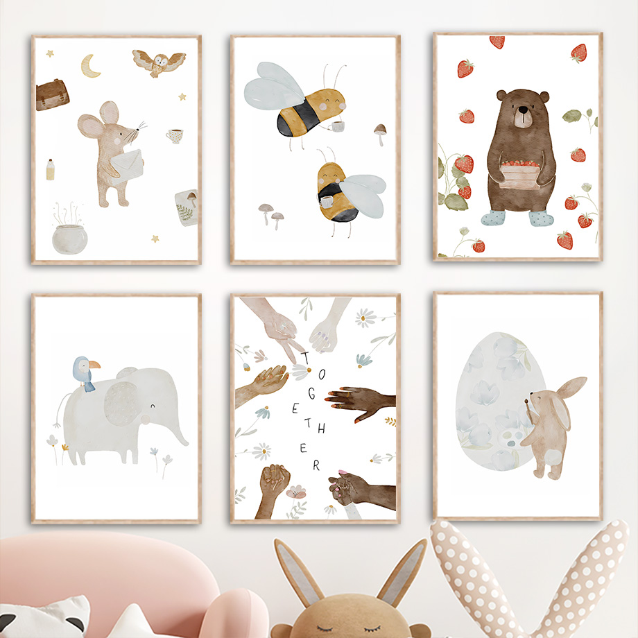 Boho Zwierzęta Przyjaciele Sło – Baby Nursery Posters recenzja i cena