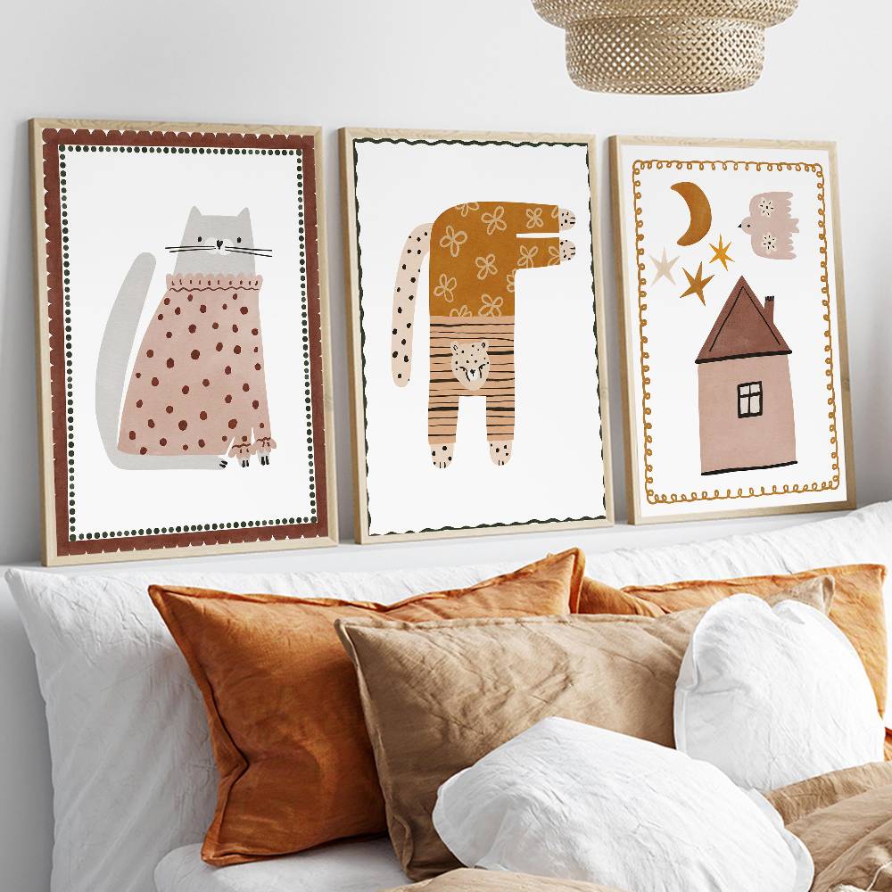 Neutralny plakat w stylu boho  – Baby Nursery Wallpaper Neutral recenzja i cena