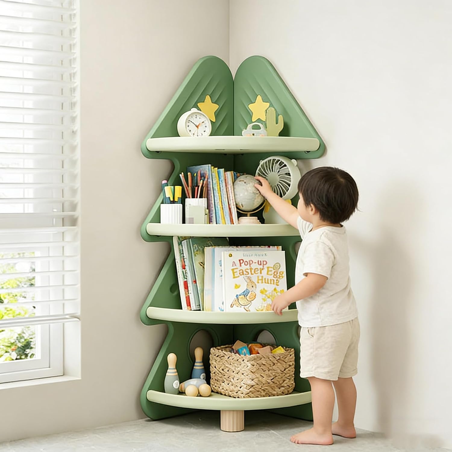 4-poziomowy narożny regał na k – Baby Nursery Bookshelf recenzja i cena