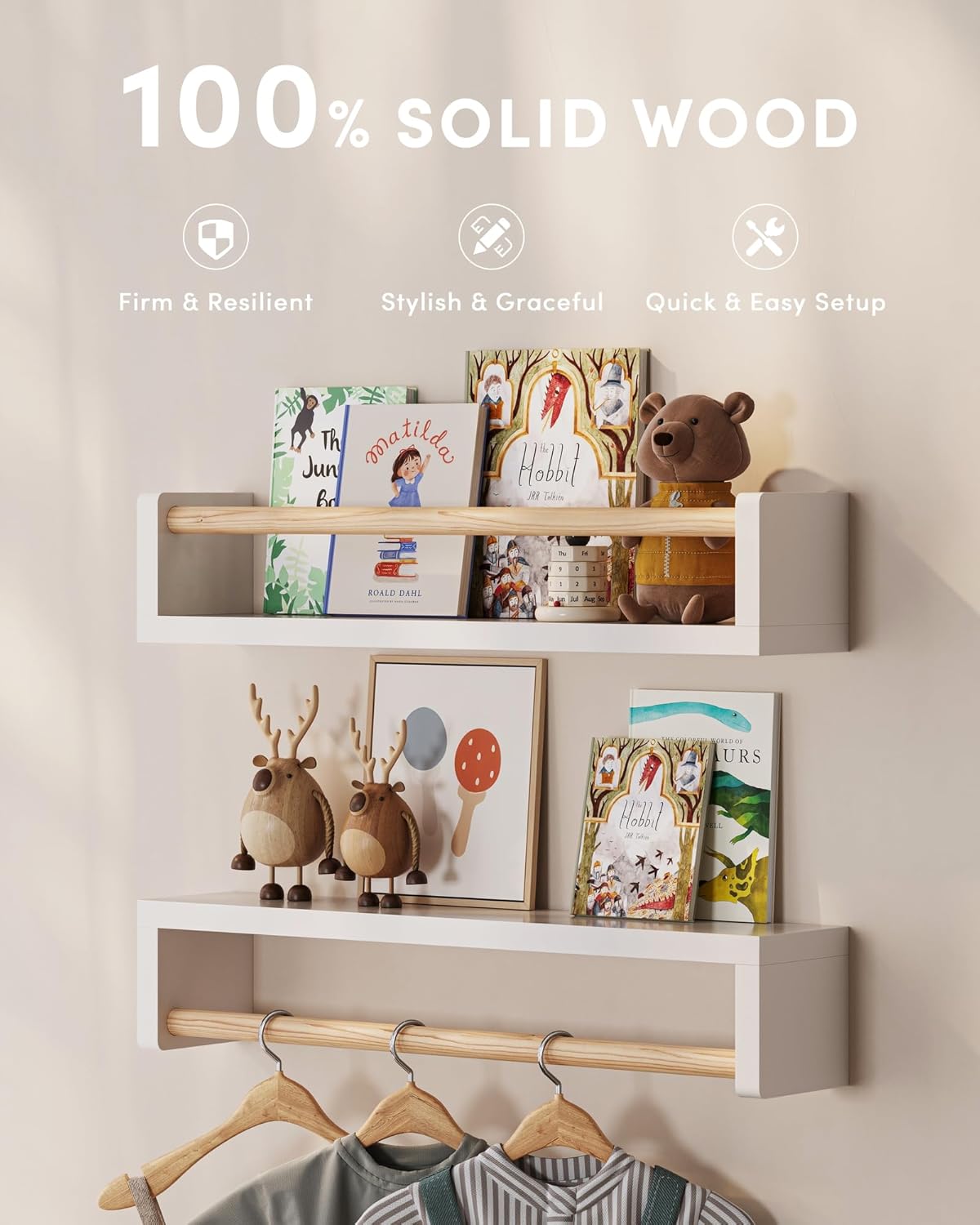 Zestaw 3 pływających półek na  – Baby Nursery Bookshelf recenzja i cena